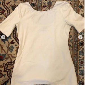 Ann Taylor Off-White Scoop Back Short sleeve top